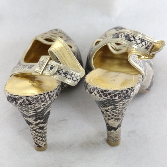 LAURA ASHLEY Gray/Cream Snake Print Slingback Heels PAIR Sz 8.5 US Women - Picture 7 of 8